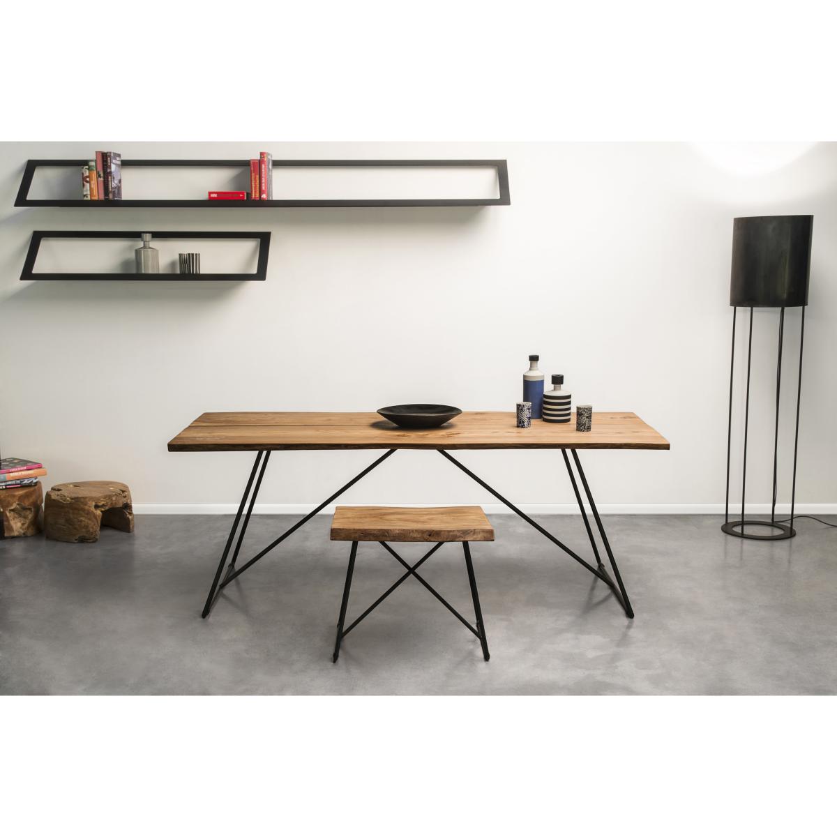 Old Times Rectangular table - / 190 x 70 cm by Zeus Black/Natural wood – image 4