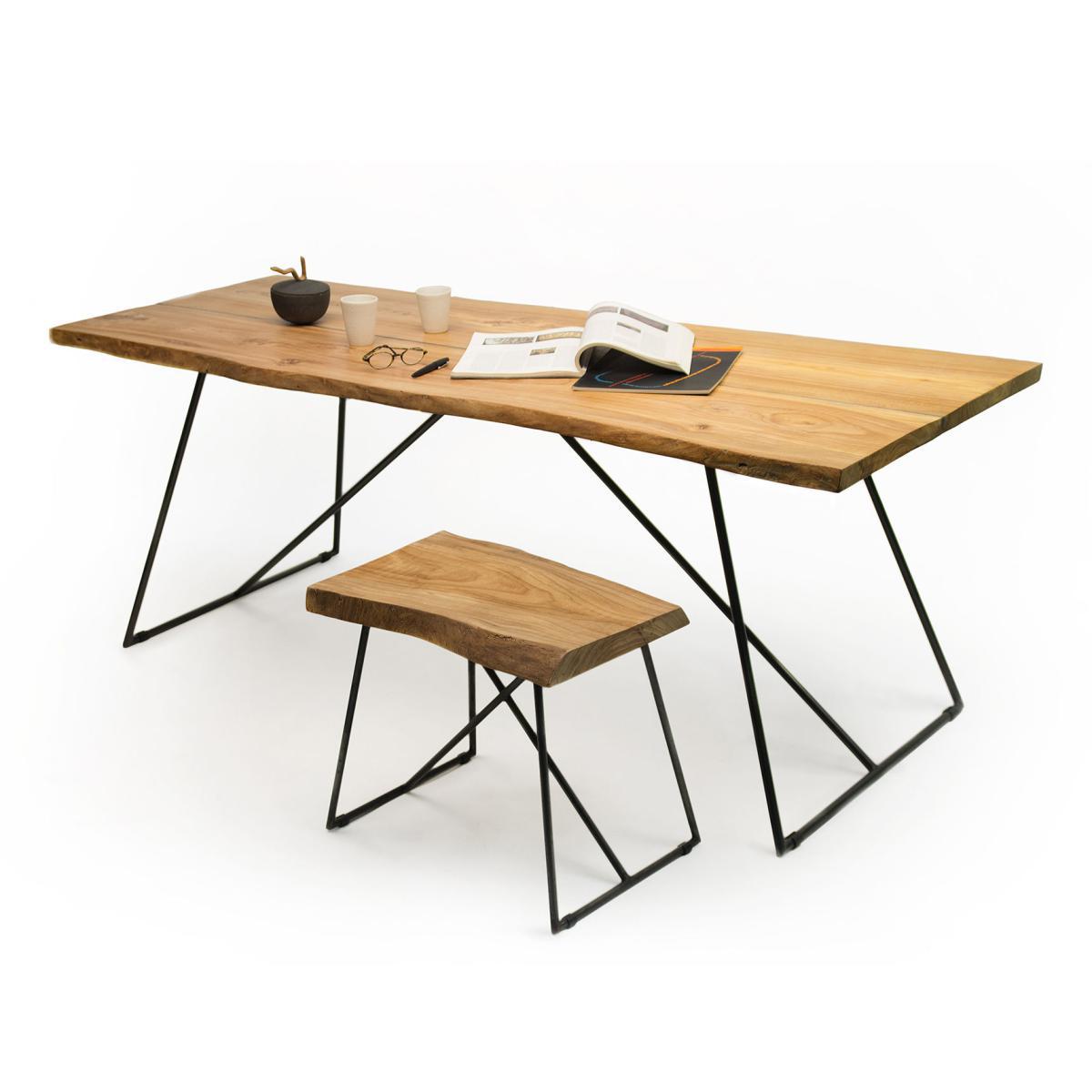 Old Times Rectangular table - / 190 x 70 cm by Zeus Black/Natural wood – image 5