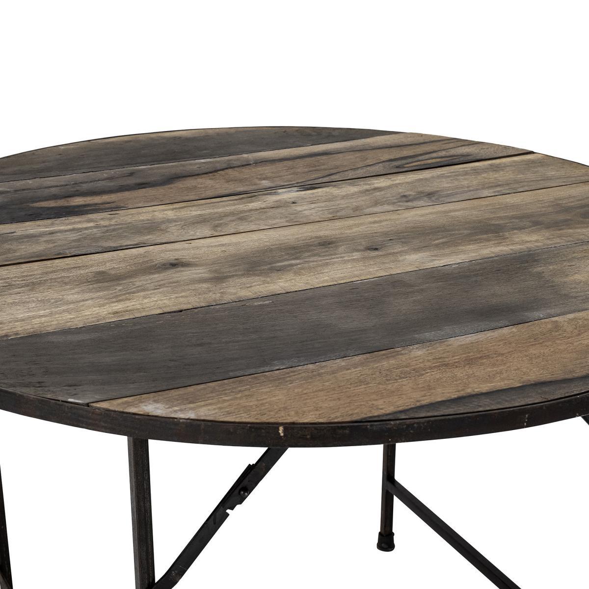 Louis Foldable table - / Ø 120 cm - Recycled reclaimed wood by Bloomingville Natural wood – image 3