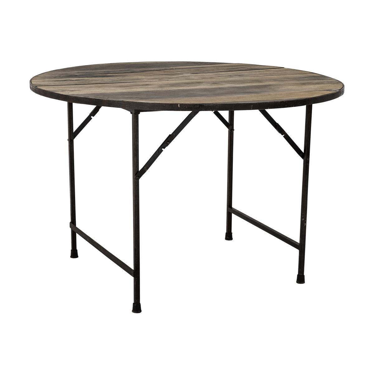 Louis Foldable table - / Ø 120 cm - Recycled reclaimed wood by Bloomingville Natural wood – image 1