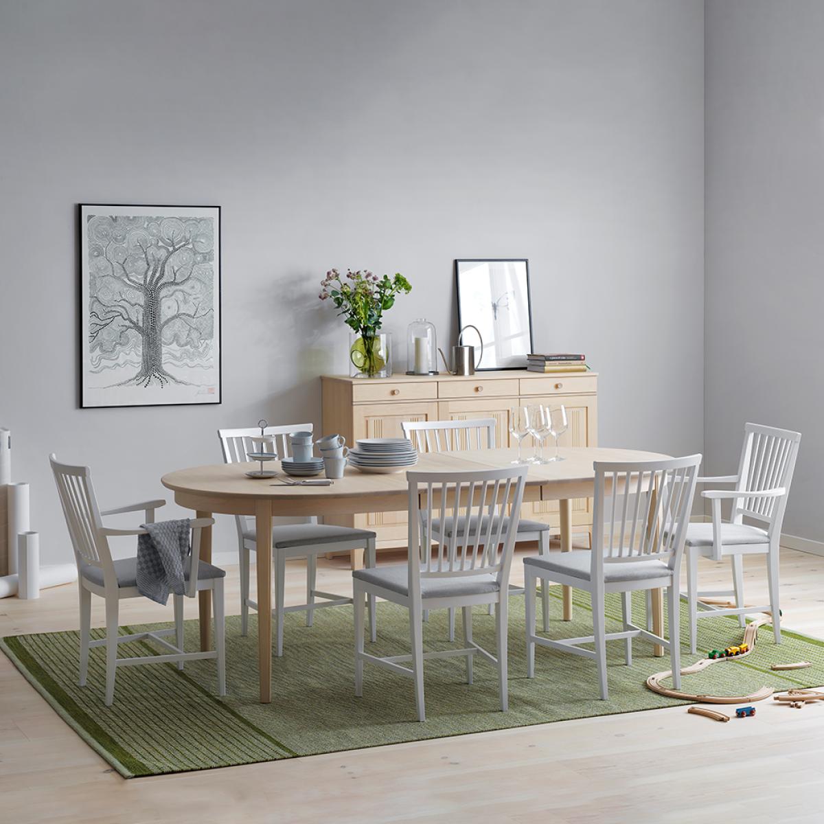 Stolab Vardags dining table Birch light matt lacquer. 1 insert – image 4