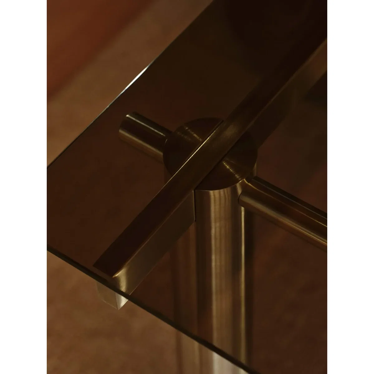 Ferm Living Atura dining table Brushed stainless steel/Dark tinted glass 90x200 cm – image 4
