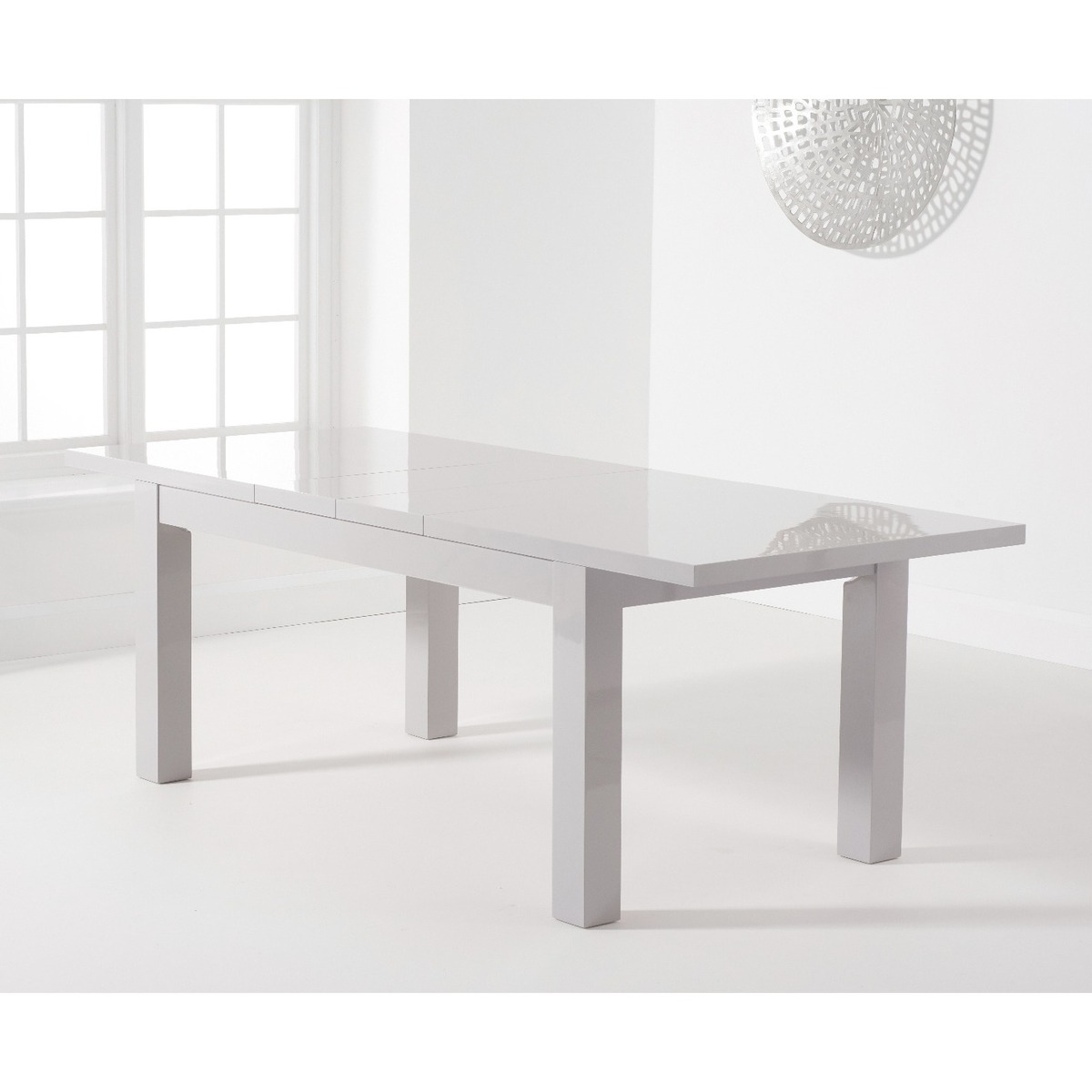 Atlanta 160cm Extending Light Grey High Gloss Dining Table – image 1