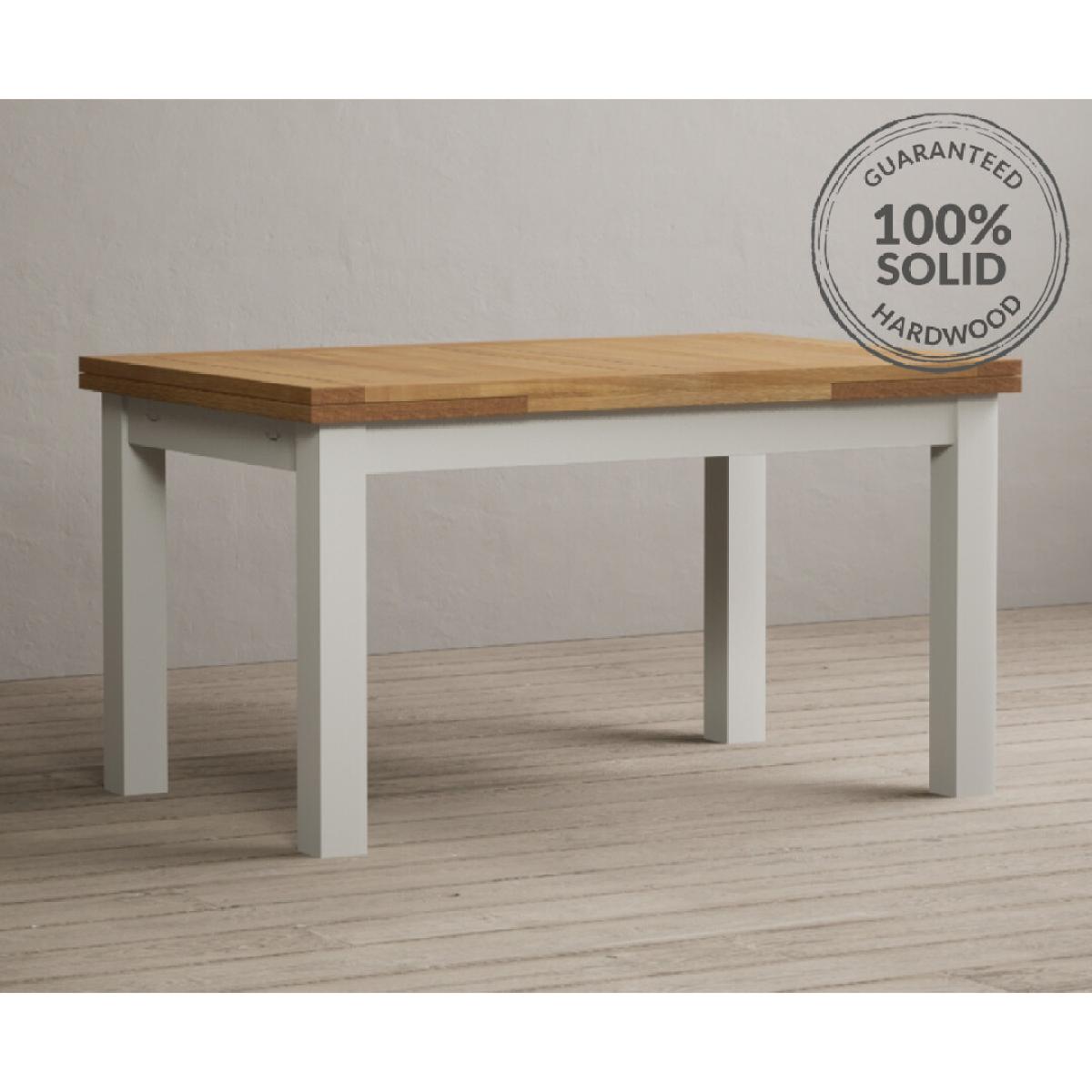 Hampshire 140cm Oak and Chalk White Painted Extending Dining Table – image 2