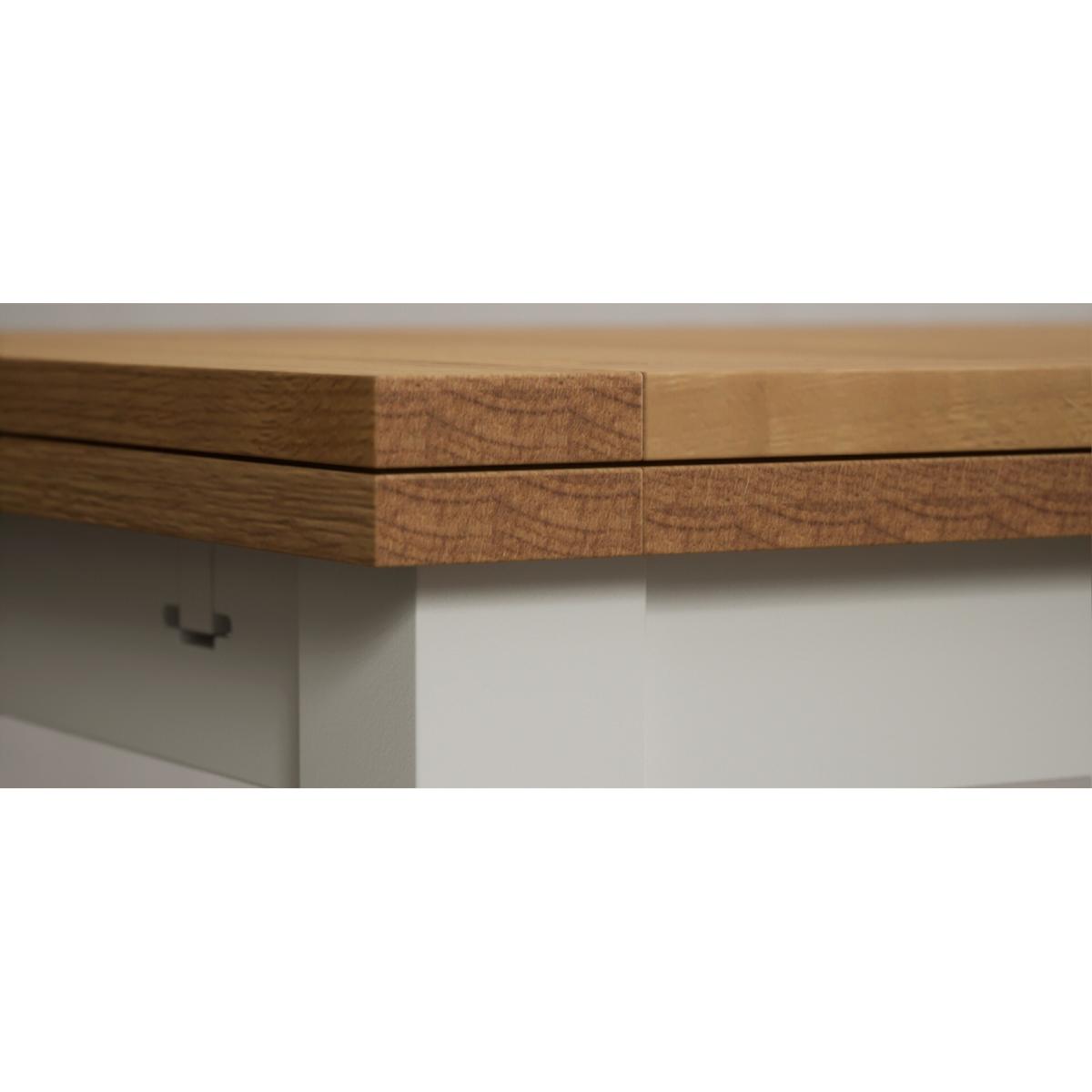 Hampshire 140cm Oak and Chalk White Painted Extending Dining Table – image 11