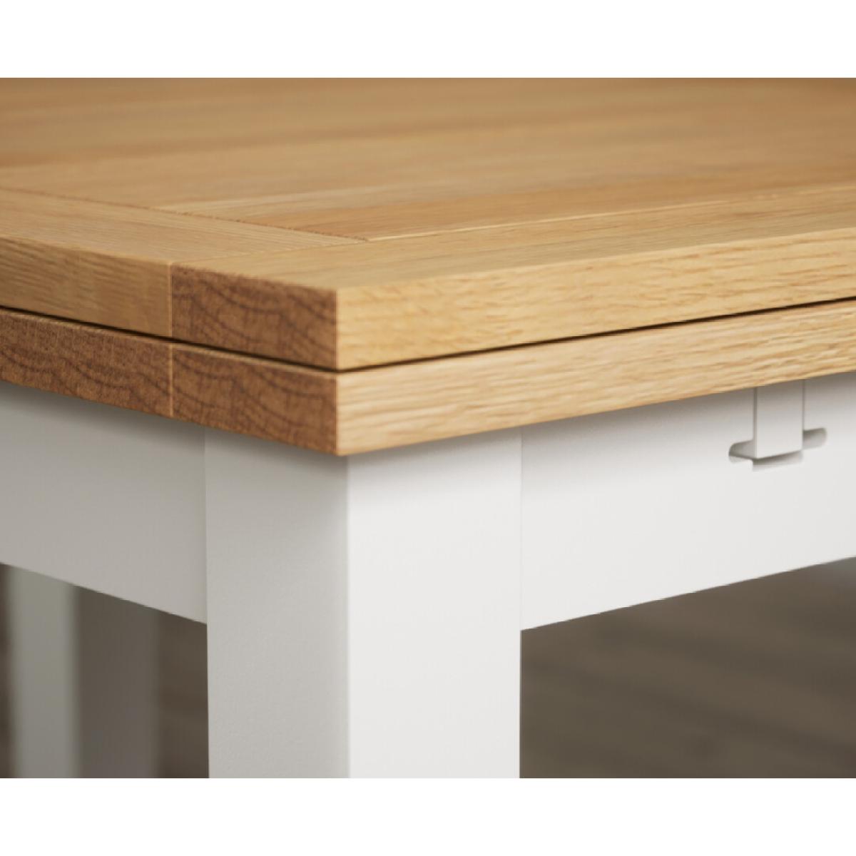 Hampshire 140cm Oak and Chalk White Painted Extending Dining Table – image 7