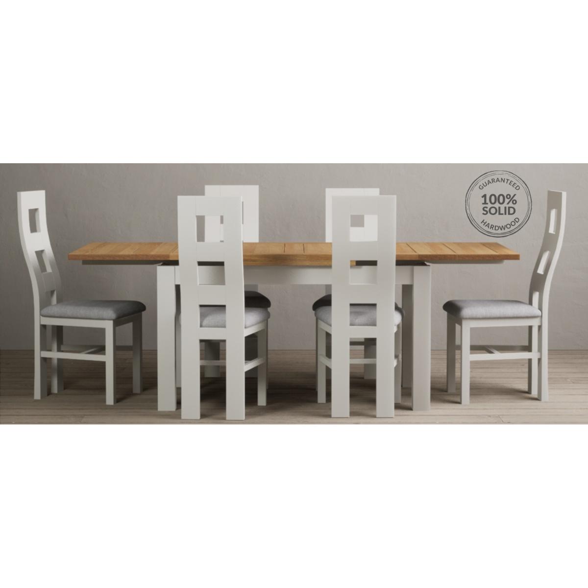 Hampshire 140cm Oak and Chalk White Painted Extending Dining Table – image 9