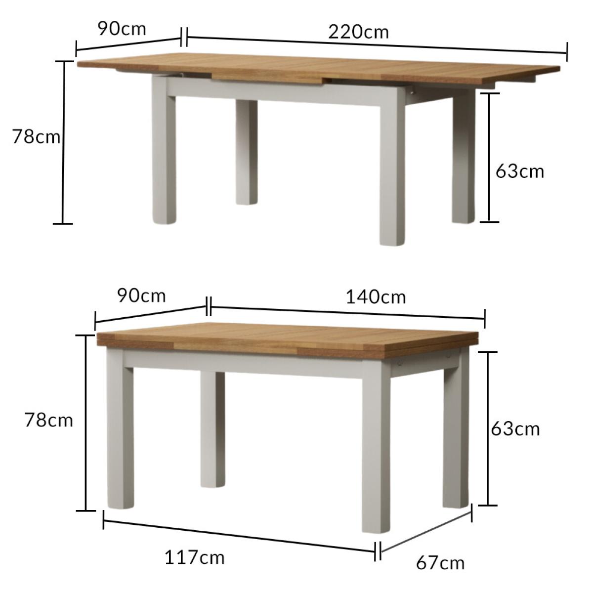 Hampshire 140cm Oak and Chalk White Painted Extending Dining Table – image 10