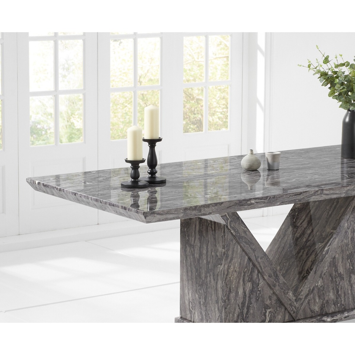 Mocha 220cm Grey Marble Dining Table – image 3
