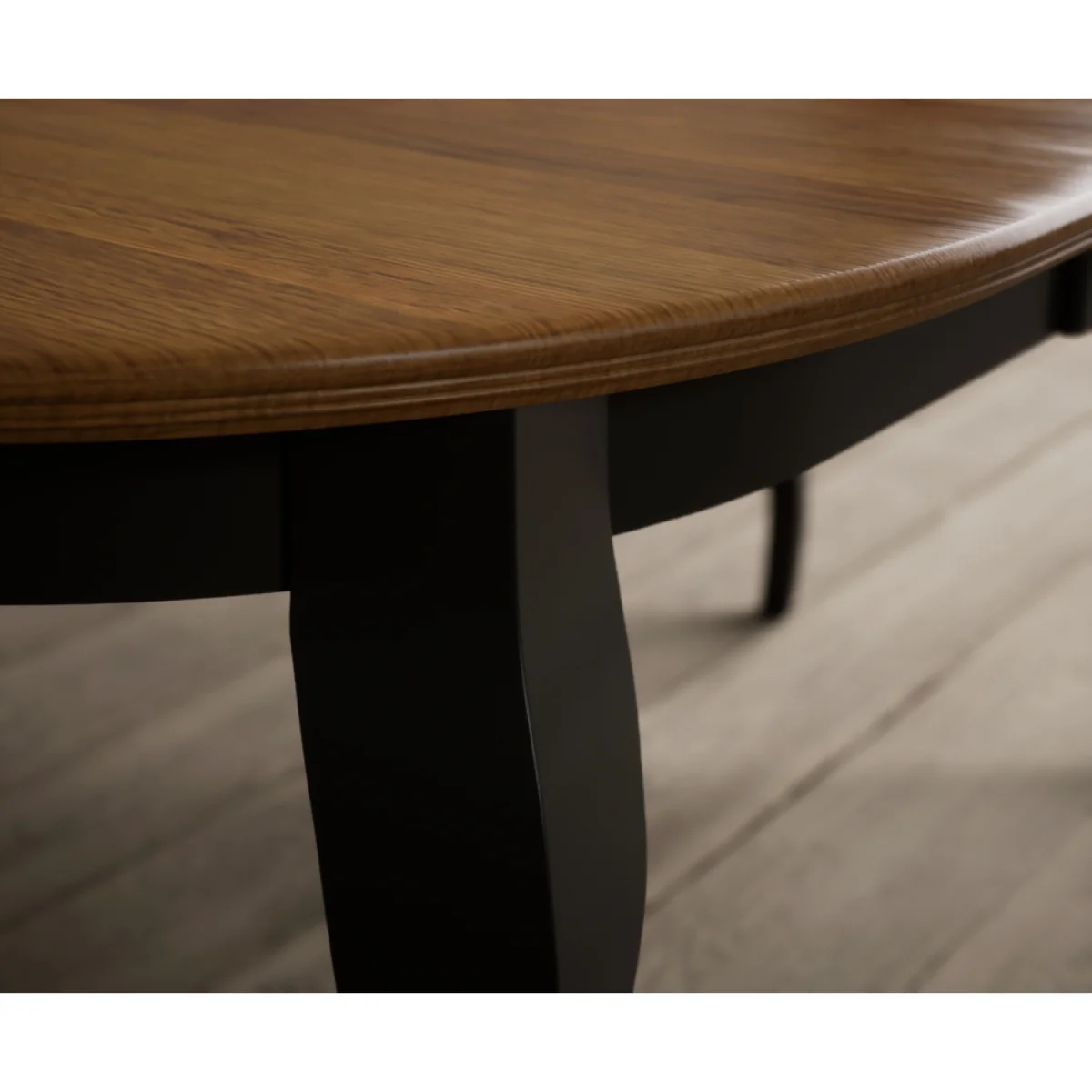 Extending Chateau Noir 140cm Oak and Black Painted Oval Dining Table – image 7