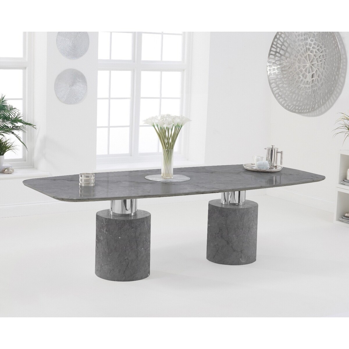Antonio 260cm Grey Marble Dining Table – image 2
