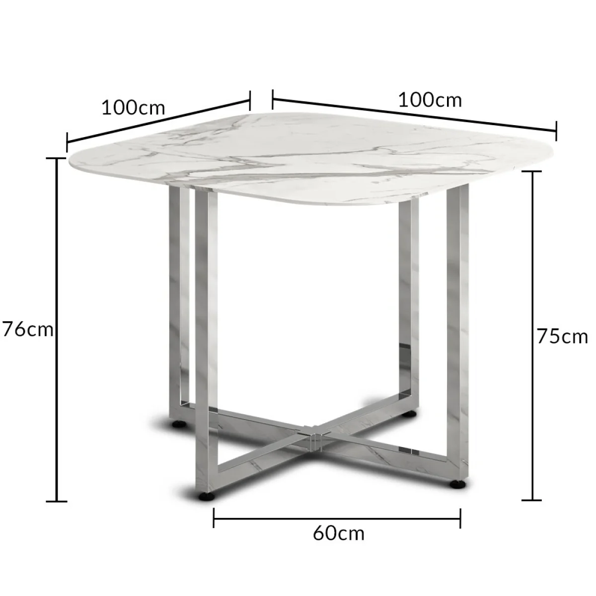 Rhodes White Marble Effect Ceramic Dining Table – image 3