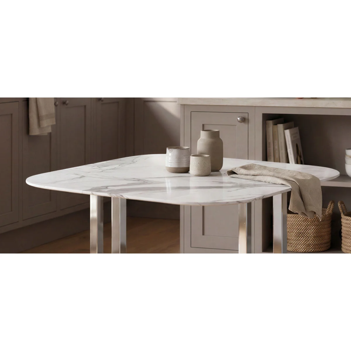 Rhodes White Marble Effect Ceramic Dining Table – image 5