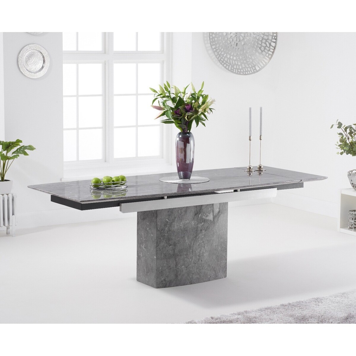 Metropolis 160cm Grey Extending Marble Dining Table – image 2