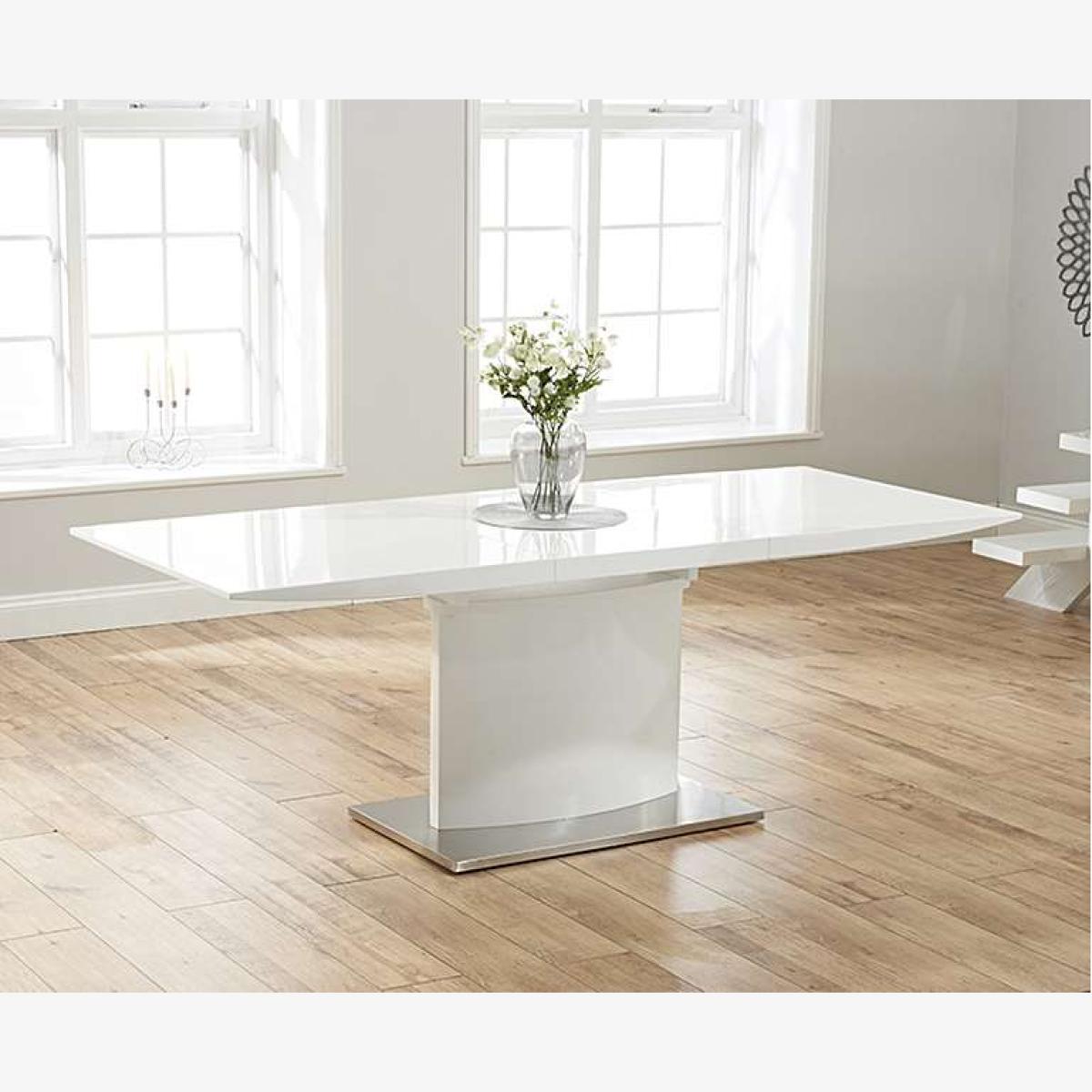 Ex-display Hailey 160cm White High Gloss Extending Dining Table – image 1