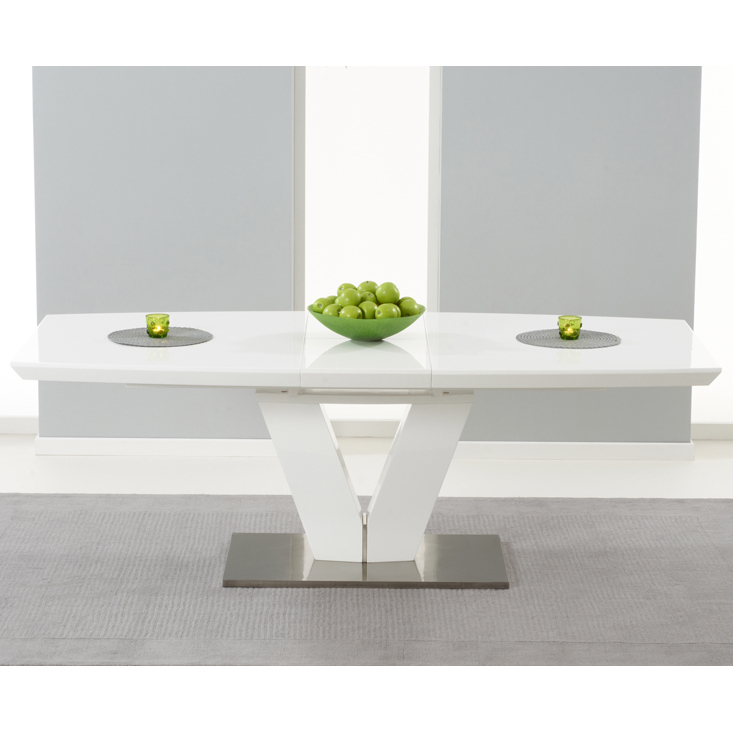 Malaga 180cm White High Gloss Extending Dining Table – image 3