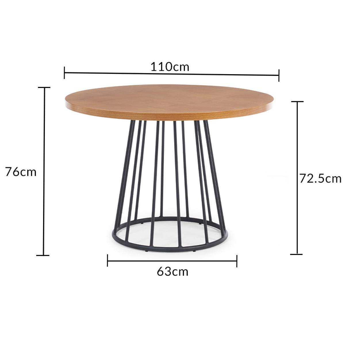 Hoxton 110cm Ash and Veneer Round Industrial Dining Table – image 11