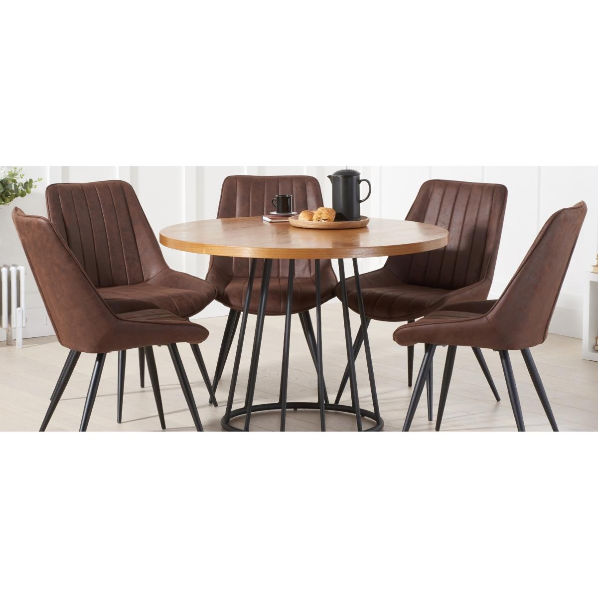 Hoxton 110cm Ash and Veneer Round Industrial Dining Table – image 8