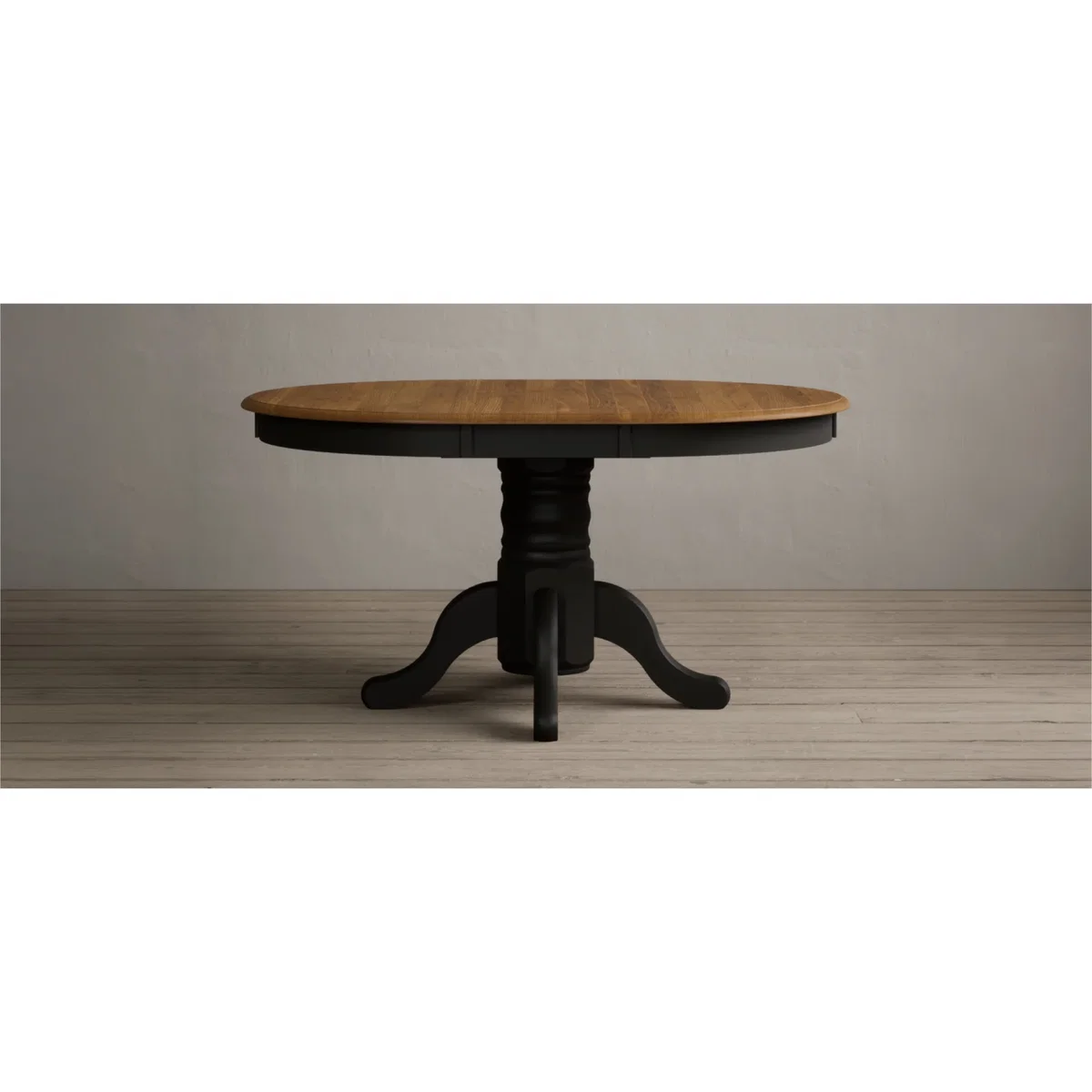 Extending Hertford 100cm - 130cm Oak and Black Painted Pedestal Dining Table – image 11