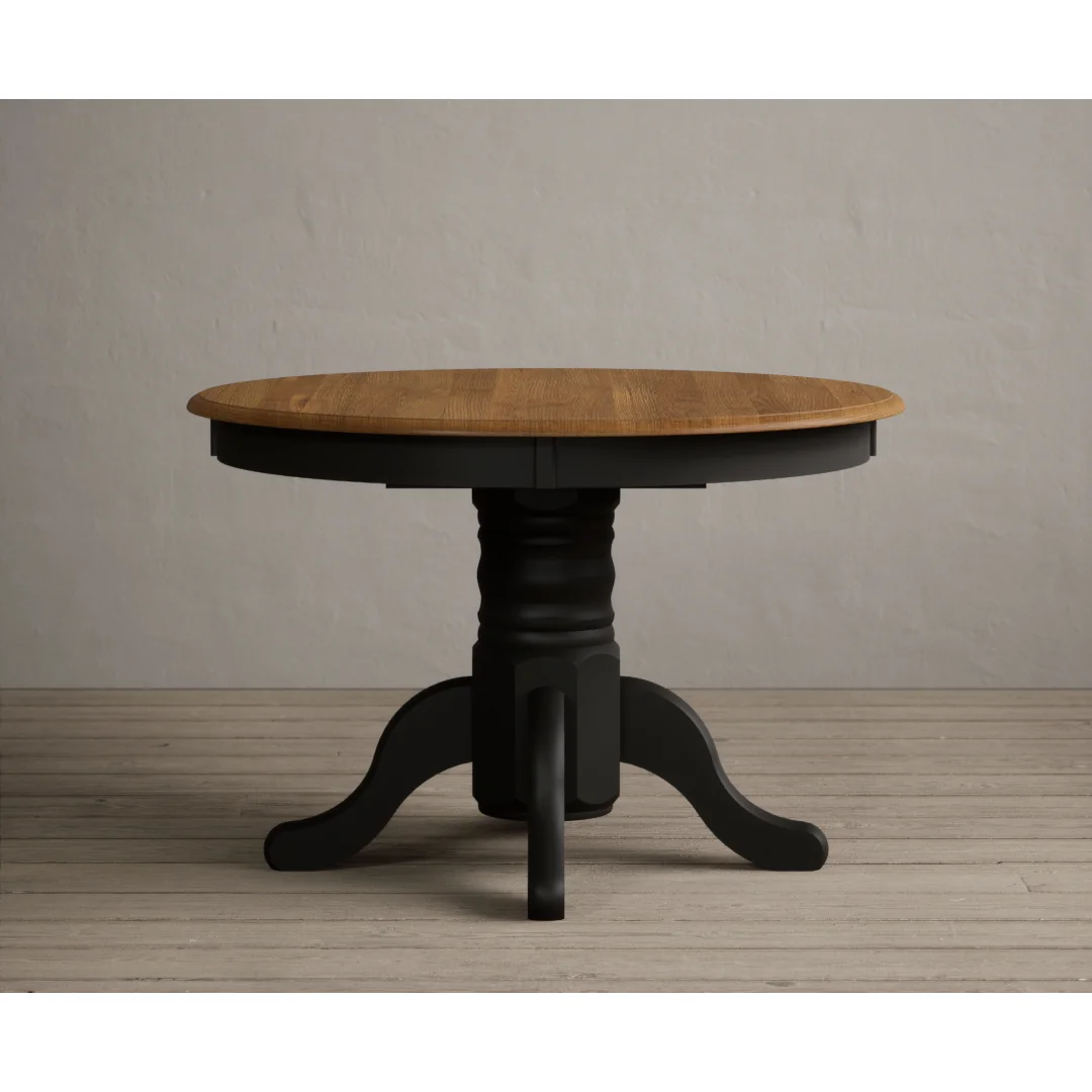 Extending Hertford 100cm - 130cm Oak and Black Painted Pedestal Dining Table – image 4