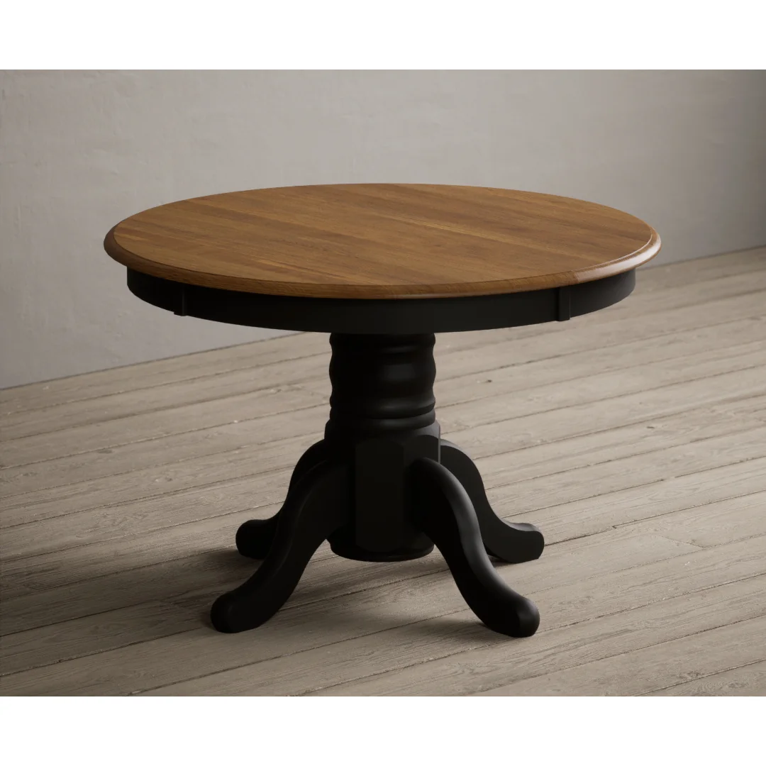 Extending Hertford 100cm - 130cm Oak and Black Painted Pedestal Dining Table – image 5