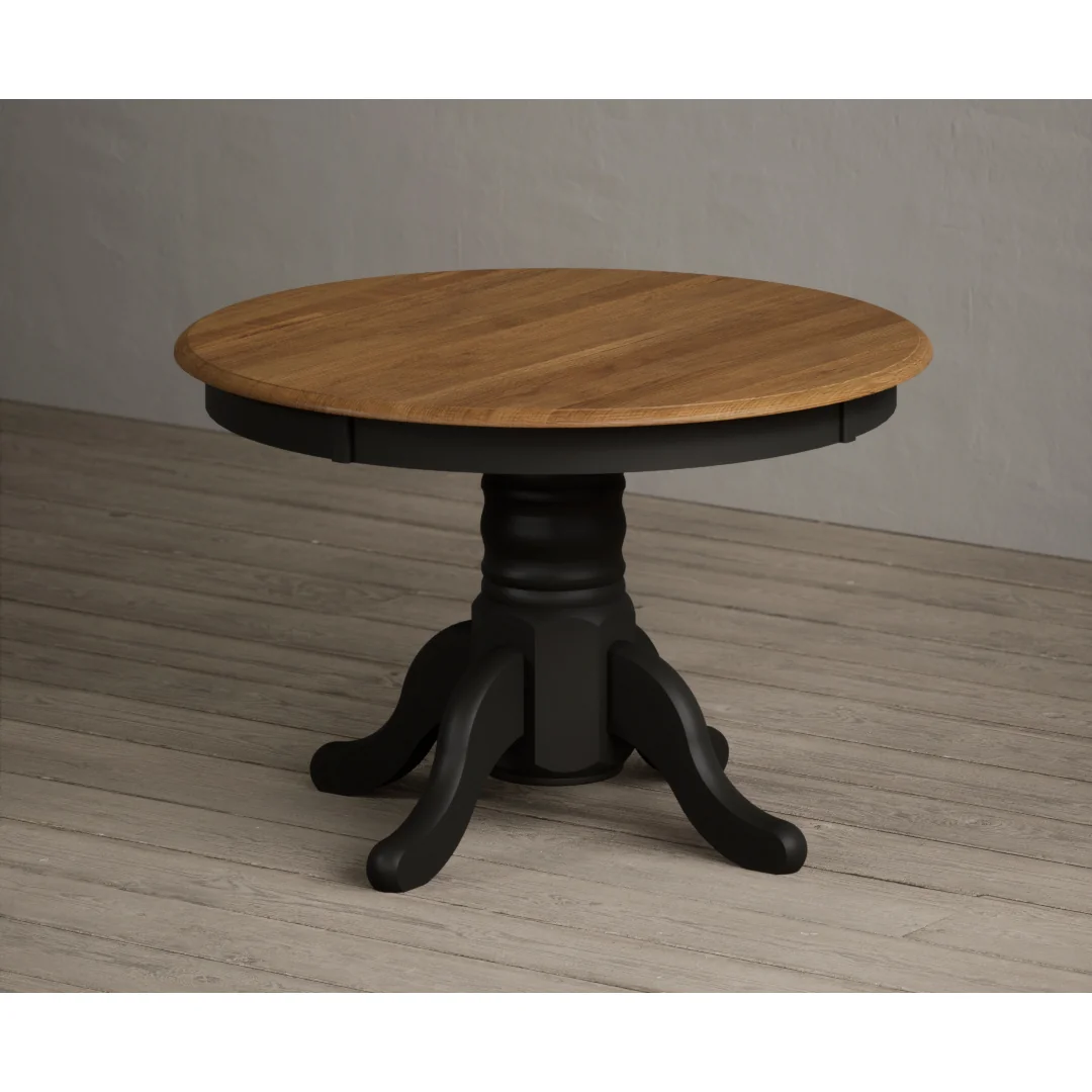 Extending Hertford 100cm - 130cm Oak and Black Painted Pedestal Dining Table – image 6