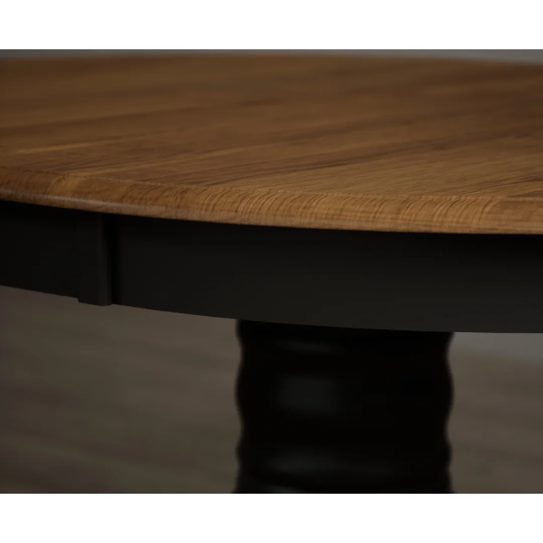 Extending Hertford 100cm - 130cm Oak and Black Painted Pedestal Dining Table – image 7