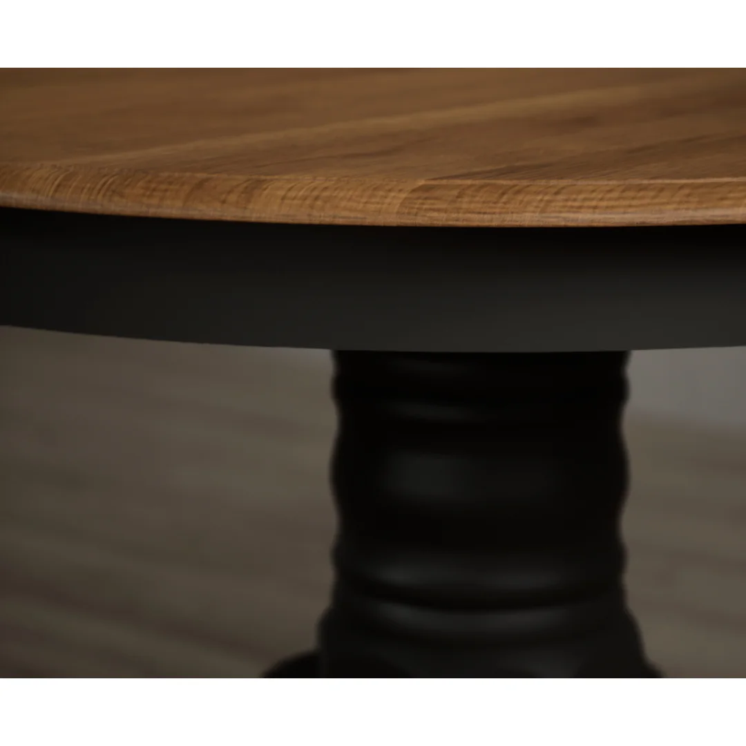 Extending Hertford 100cm - 130cm Oak and Black Painted Pedestal Dining Table – image 8