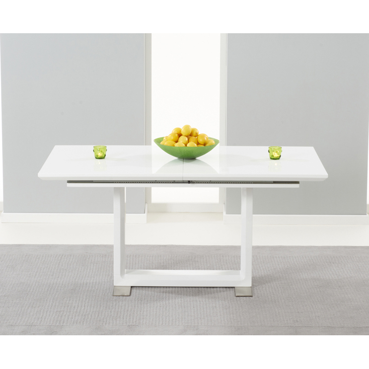 Bianco 160cm White High Gloss Extending Dining Table – image 2