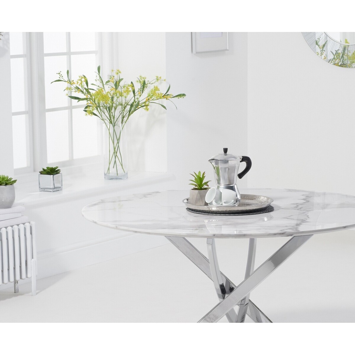 Carter 120cm Round White Marble Dining Table – image 3