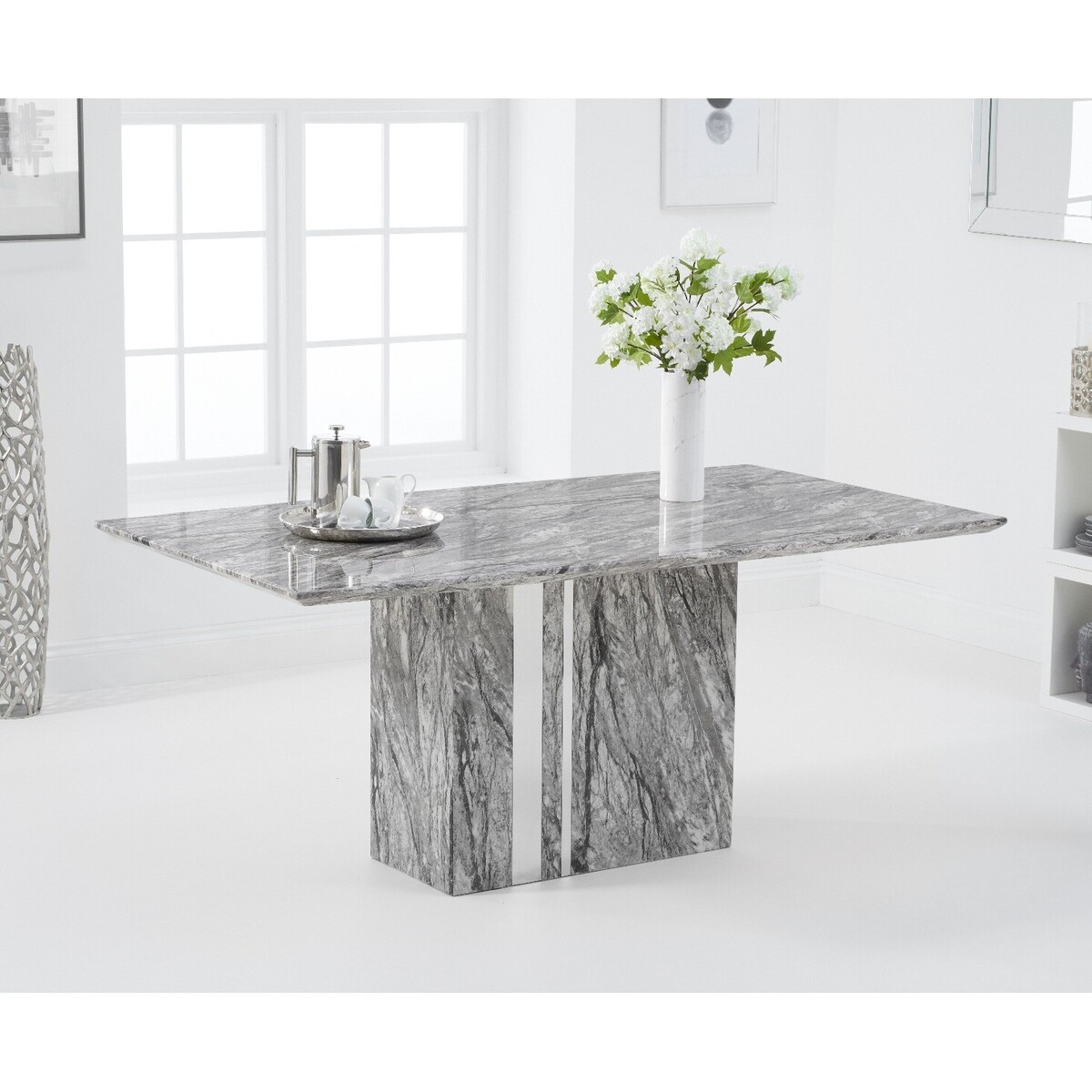 Alicia 180cm Grey Marble Dining Table – image 2