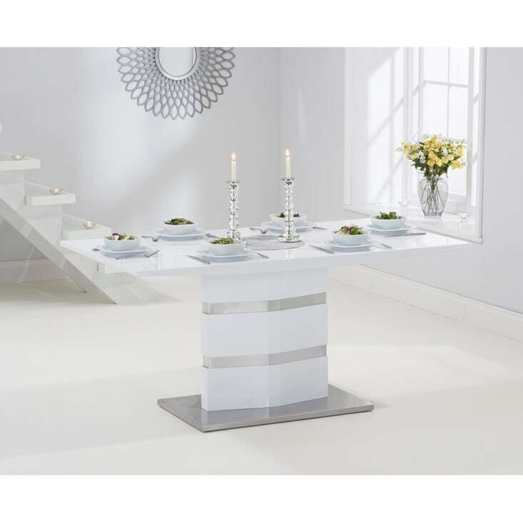Serena 160cm White High Gloss Dining Table – image 2