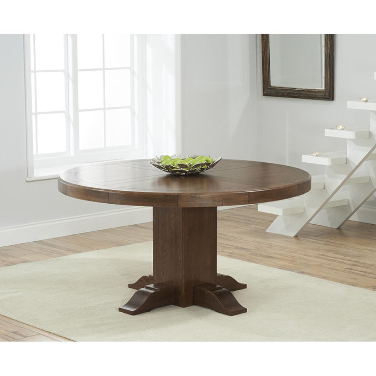 Ex-display Torino 150cm Dark Oak Round Pedestal Dining Table – image 1