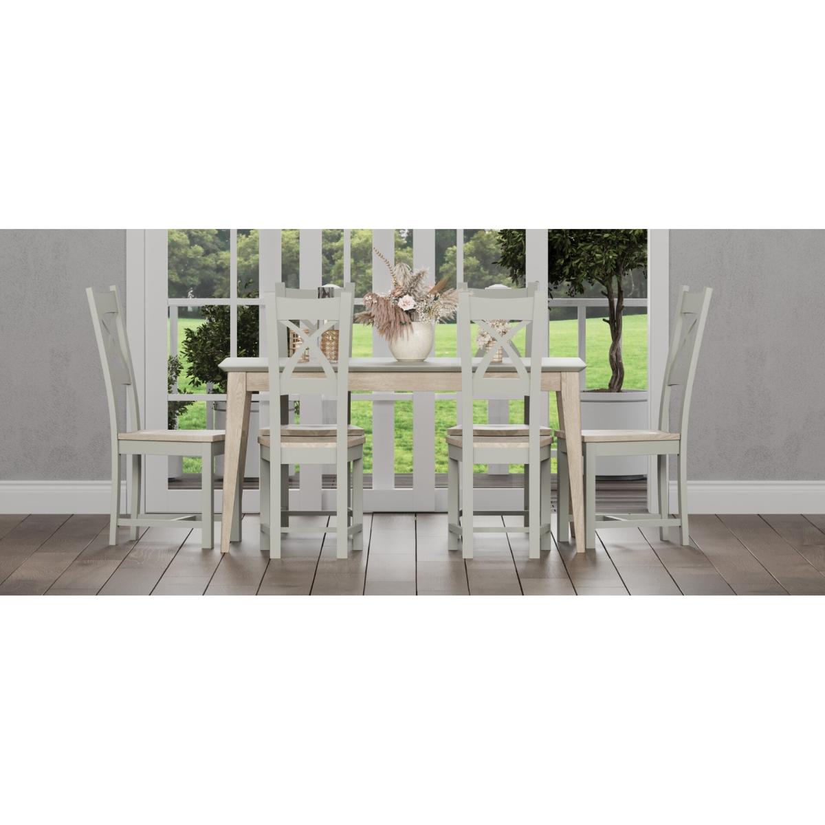 Extending Ancona Oak and Soft Green Painted 150cm Dining Table – image 7