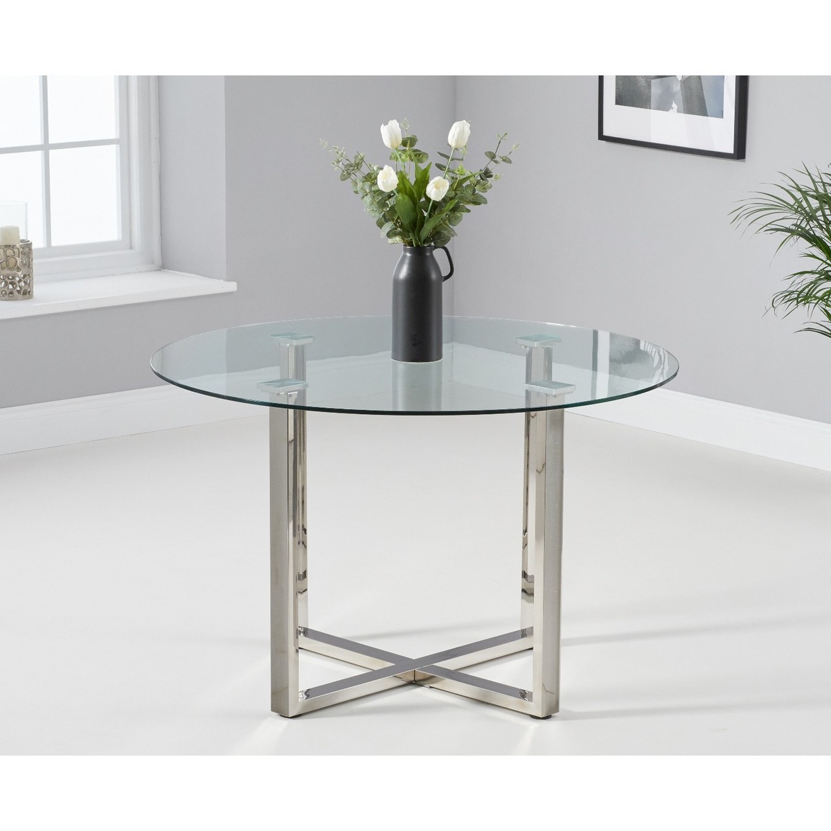 Vaso 120cm Round Glass Dining Table – image 2