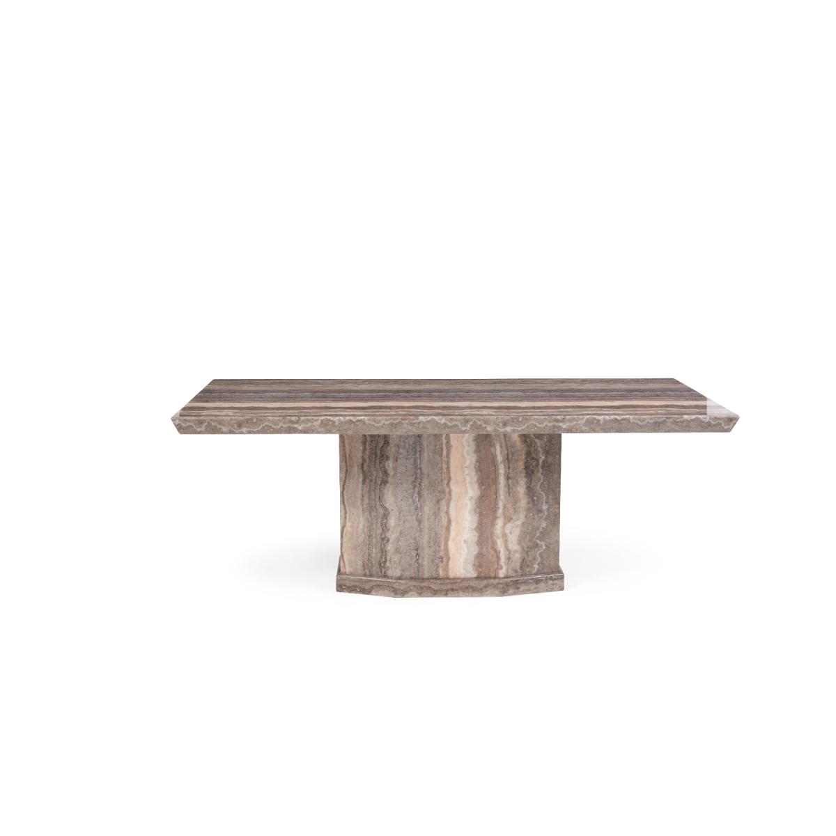Carvelle 160cm Brown Pedestal Marble Dining Table – image 2