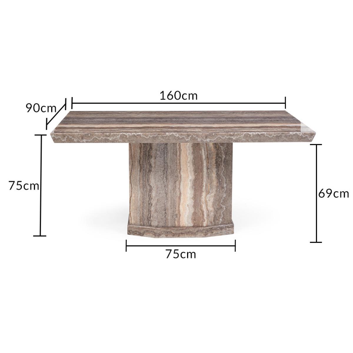 Carvelle 160cm Brown Pedestal Marble Dining Table – image 12