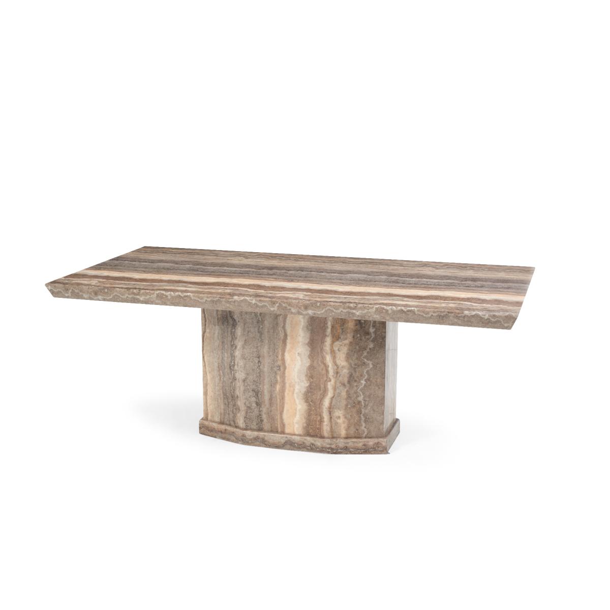 Carvelle 160cm Brown Pedestal Marble Dining Table – image 3