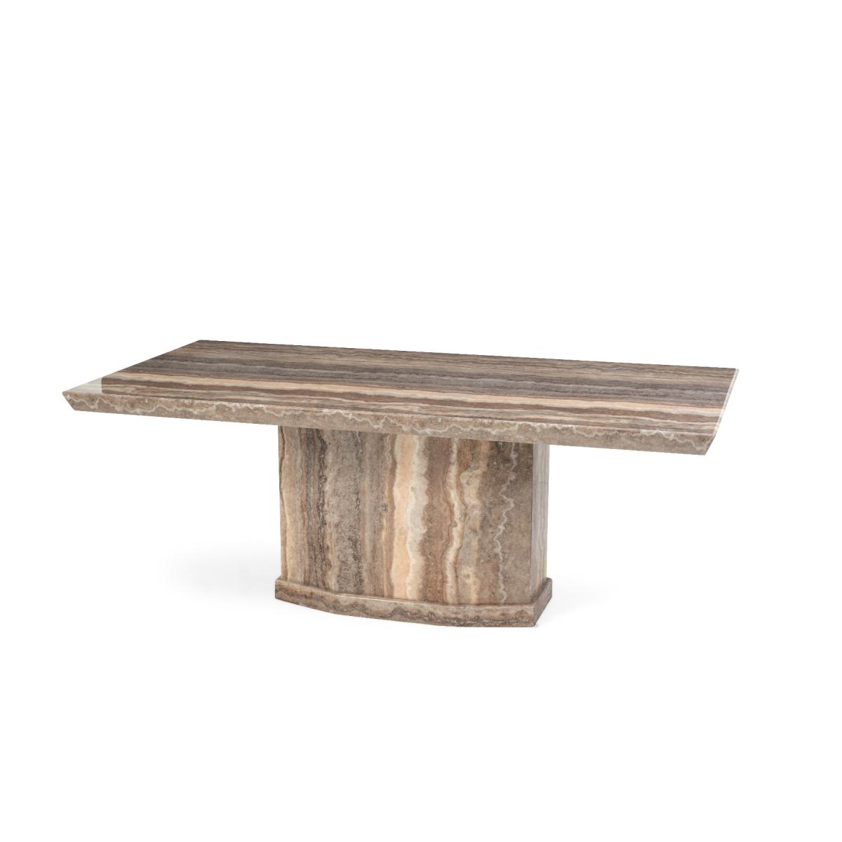 Carvelle 160cm Brown Pedestal Marble Dining Table – image 4