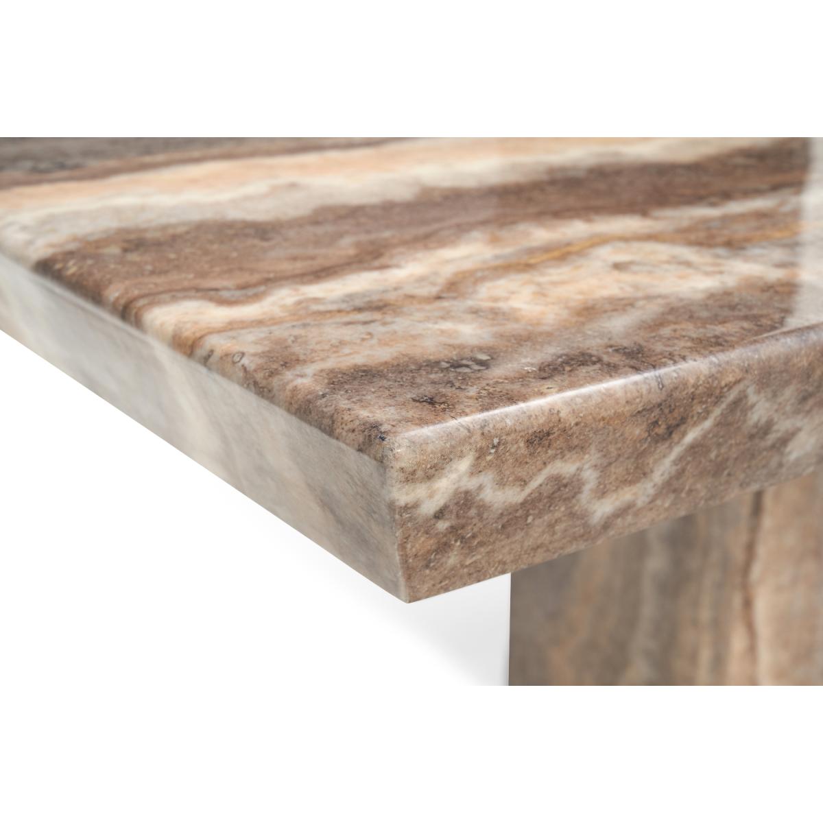 Carvelle 160cm Brown Pedestal Marble Dining Table – image 7