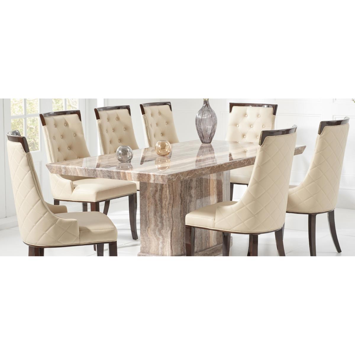 Carvelle 160cm Brown Pedestal Marble Dining Table – image 9