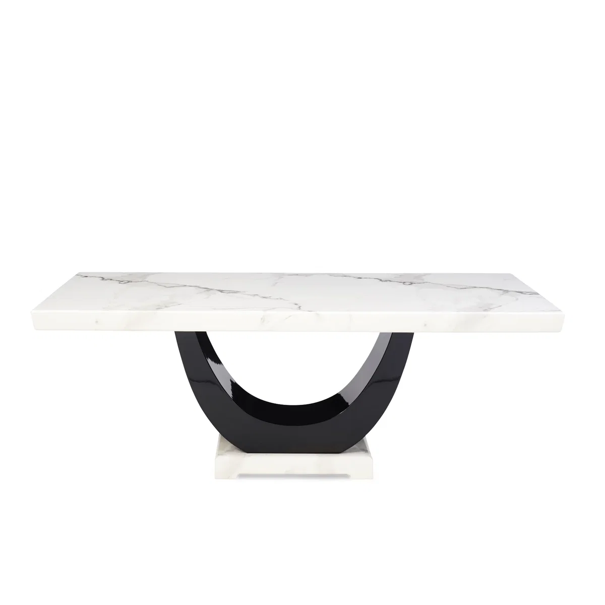 Novara 200cm White and Black Pedestal Marble Dining Table – image 4