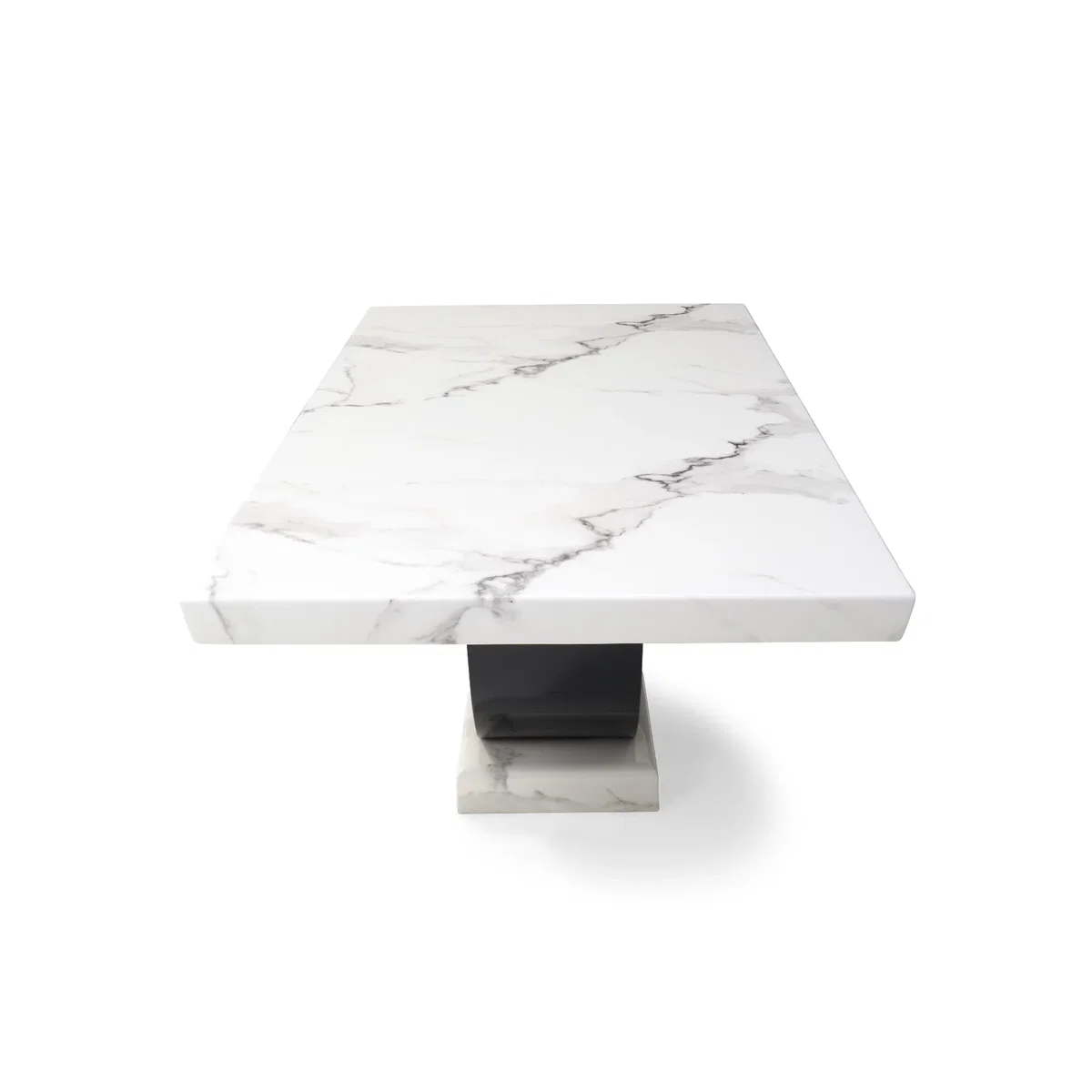 Novara 200cm White and Black Pedestal Marble Dining Table – image 5