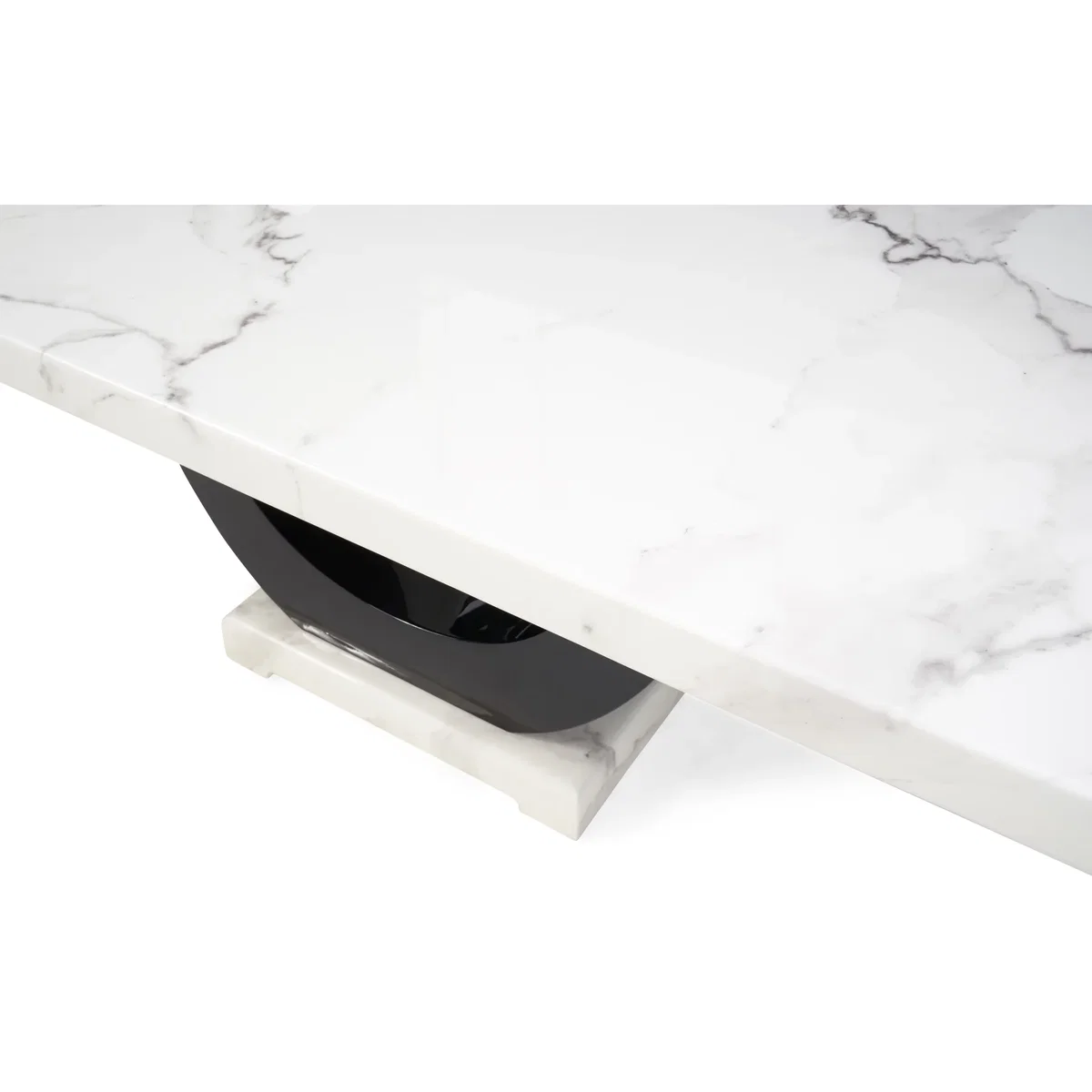 Novara 200cm White and Black Pedestal Marble Dining Table – image 7