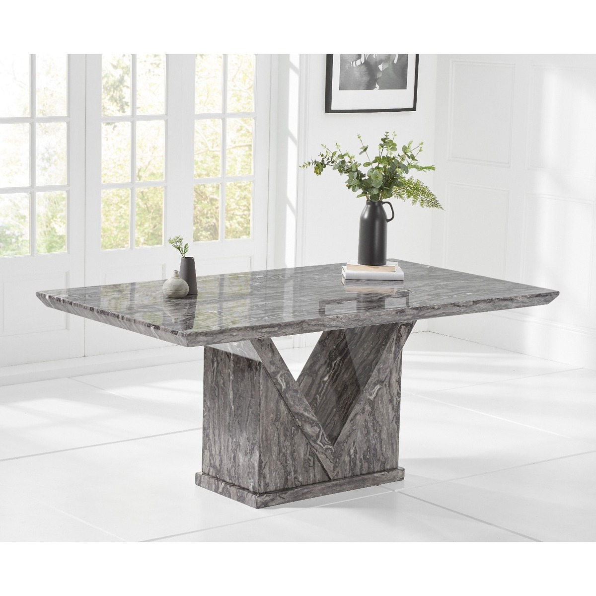 Mocha 160cm Grey Marble Dining Table – image 2