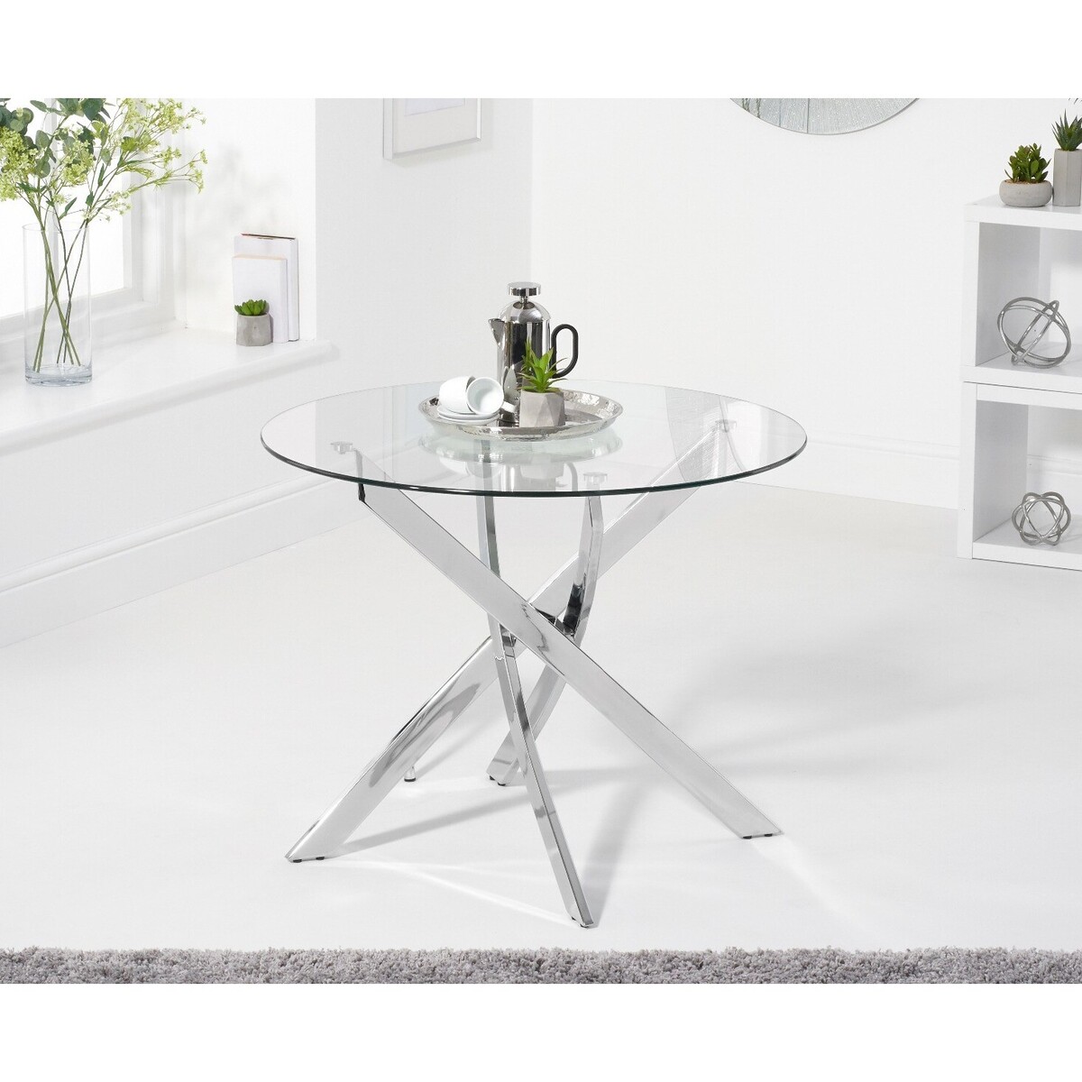 Denver 95cm Round Glass Dining Table – image 2