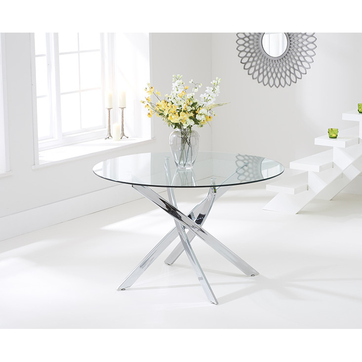 Denver 110cm Round Glass Dining Table – image 2