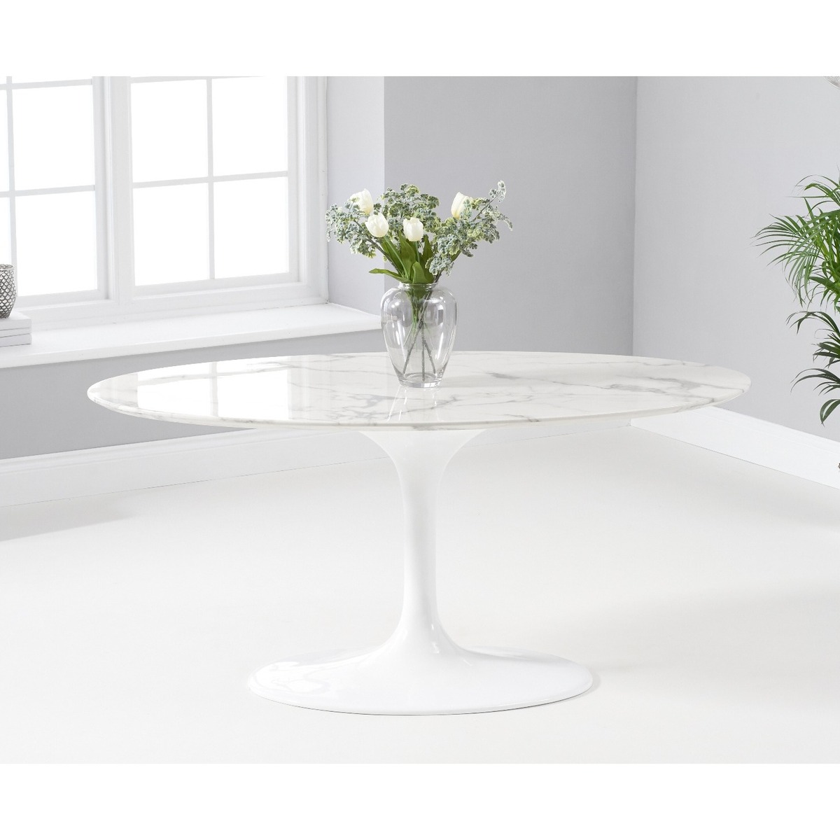 Brighton 160cm Marble Oval White Dining Table – image 2