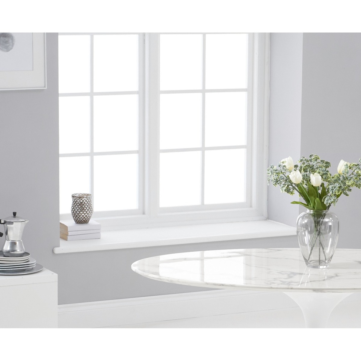 Brighton 160cm Marble Oval White Dining Table – image 3