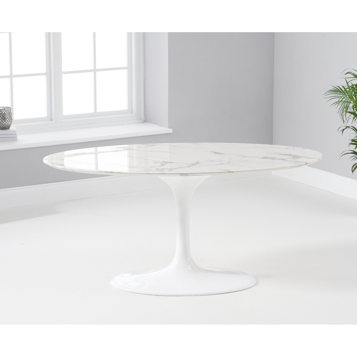 Brighton 160cm Marble Oval White Dining Table – image 1